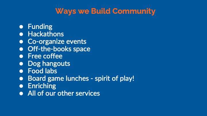 Slide: ways to build community