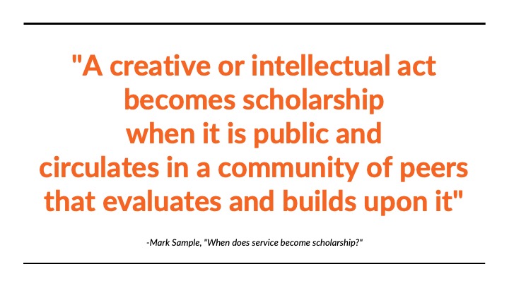 Slide: Mark Sample defining Scholarship